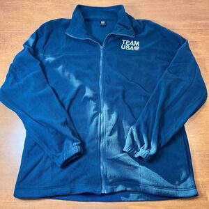 Team‎ USA Olympic Fleece Jacket Full Zip Teal-Blue Adult XXL Olympics Athletic